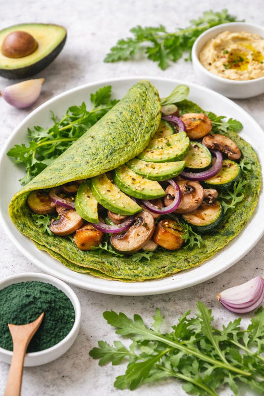 Hartige Groene Pannenkoeken met Spirulina & Groenten