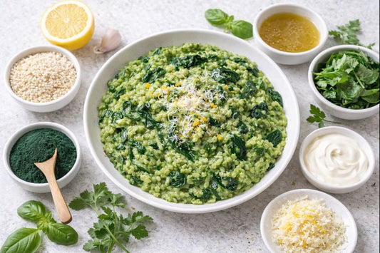 Romige Groene Risotto met Spinazie & Spirulina