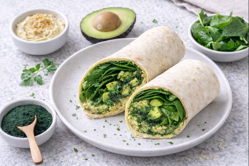 Vegan Wrap met Hummus & Spinazie