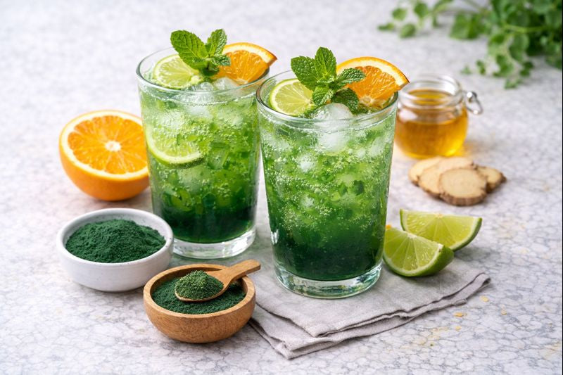Citrus–Spirulina Spritz (alcoholvrij)
