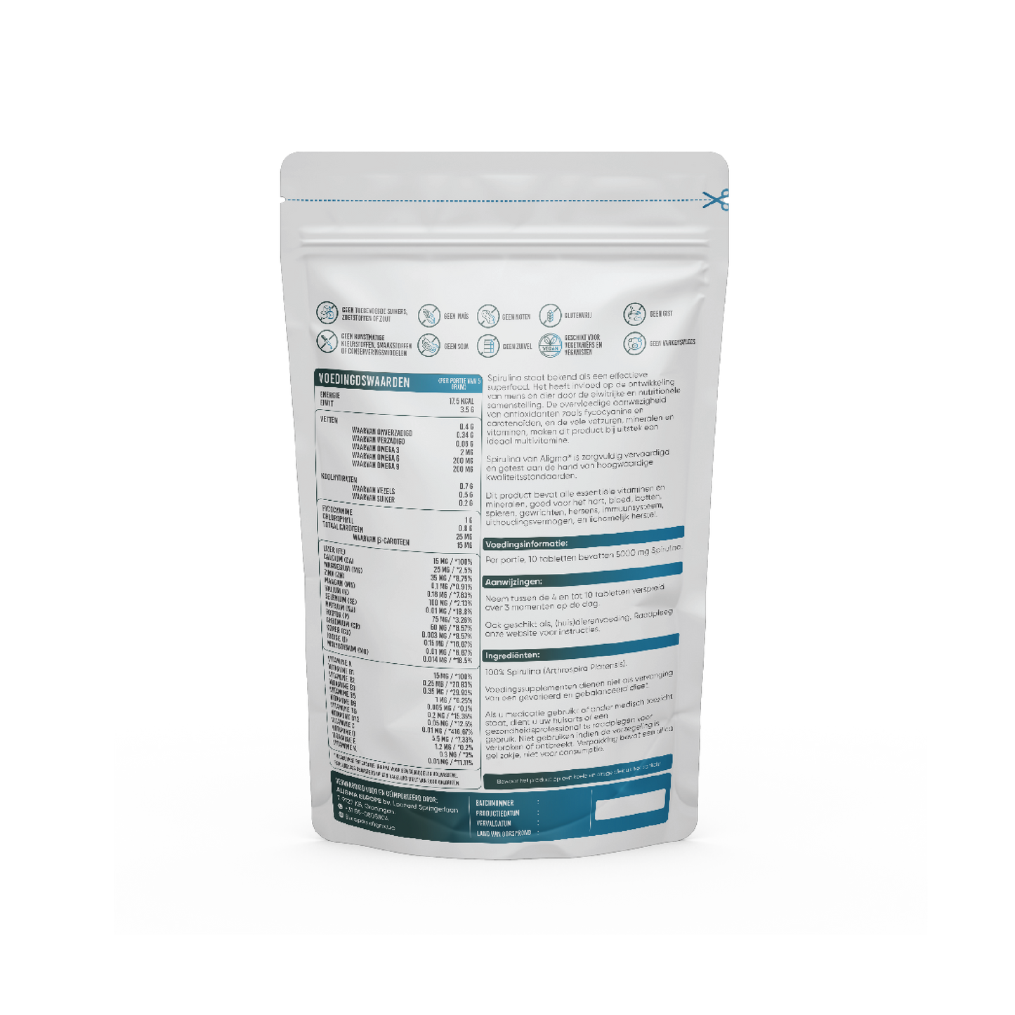 Biologische Spirulina tabletten (500 mg per tablet)