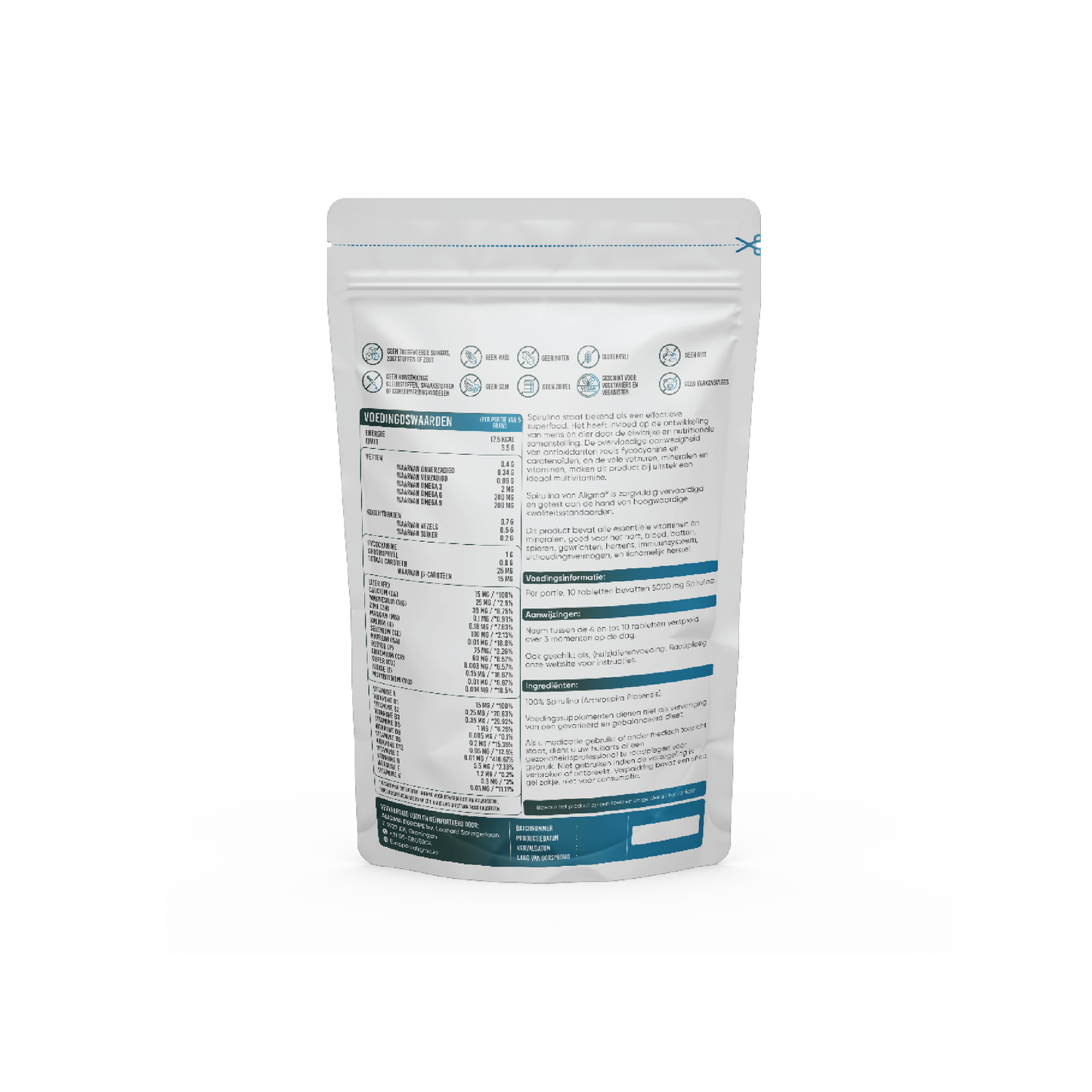 Biologische Spirulina tabletten (500 mg per tablet)