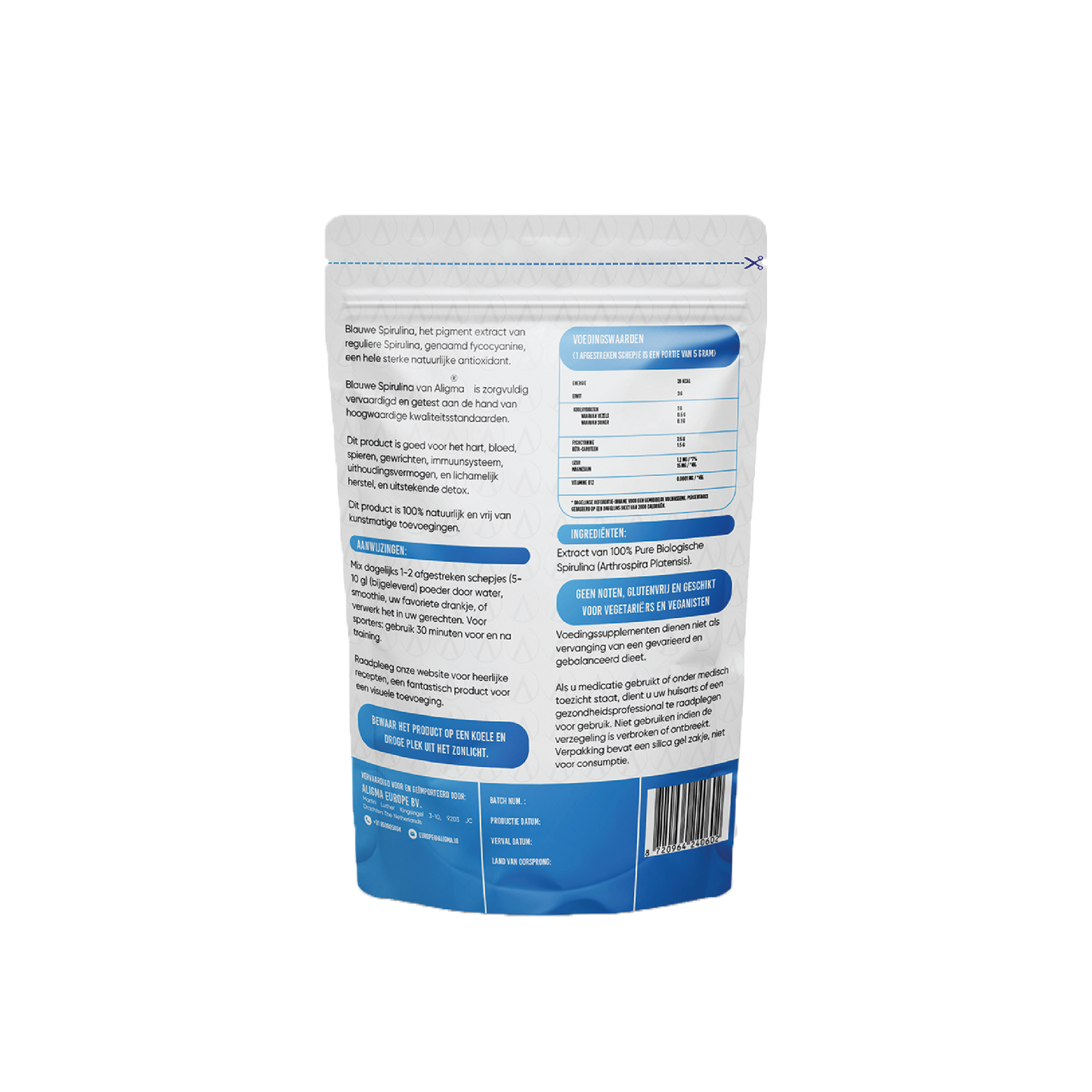 Biologische Blauwe Spirulina poeder superfood 75 gram